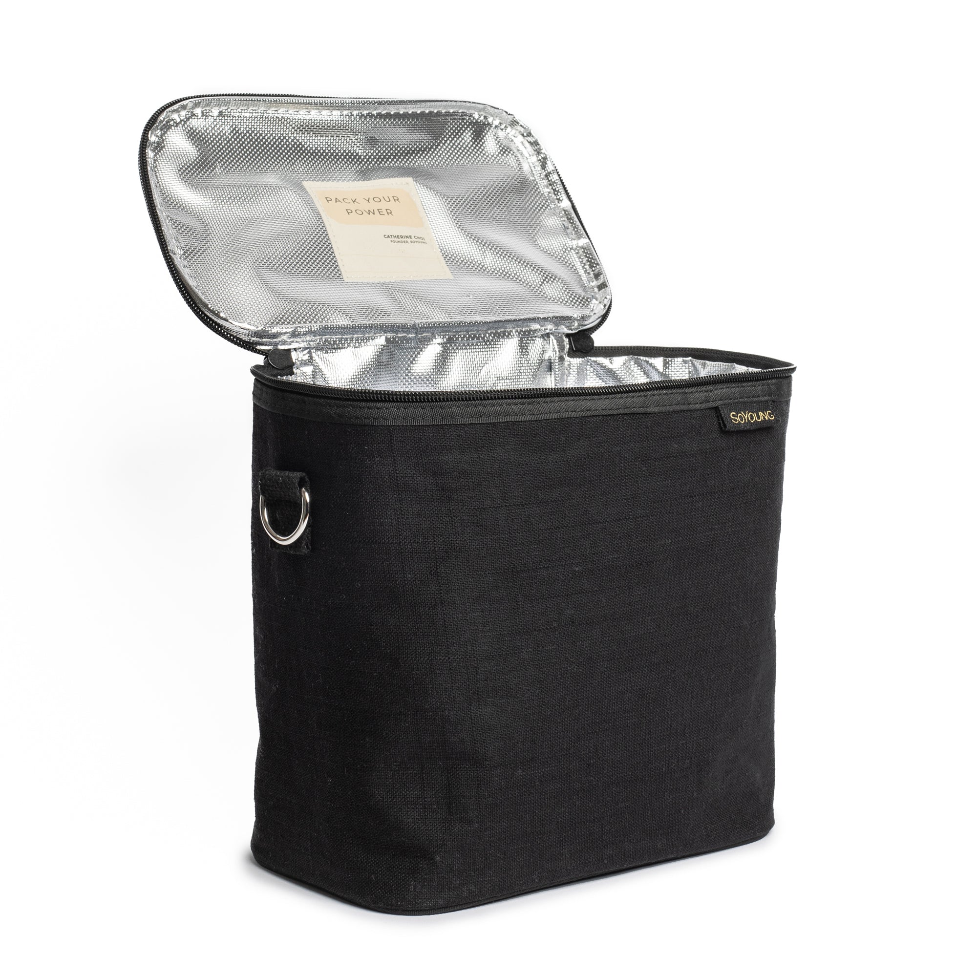 Black Linen Lunch Poche