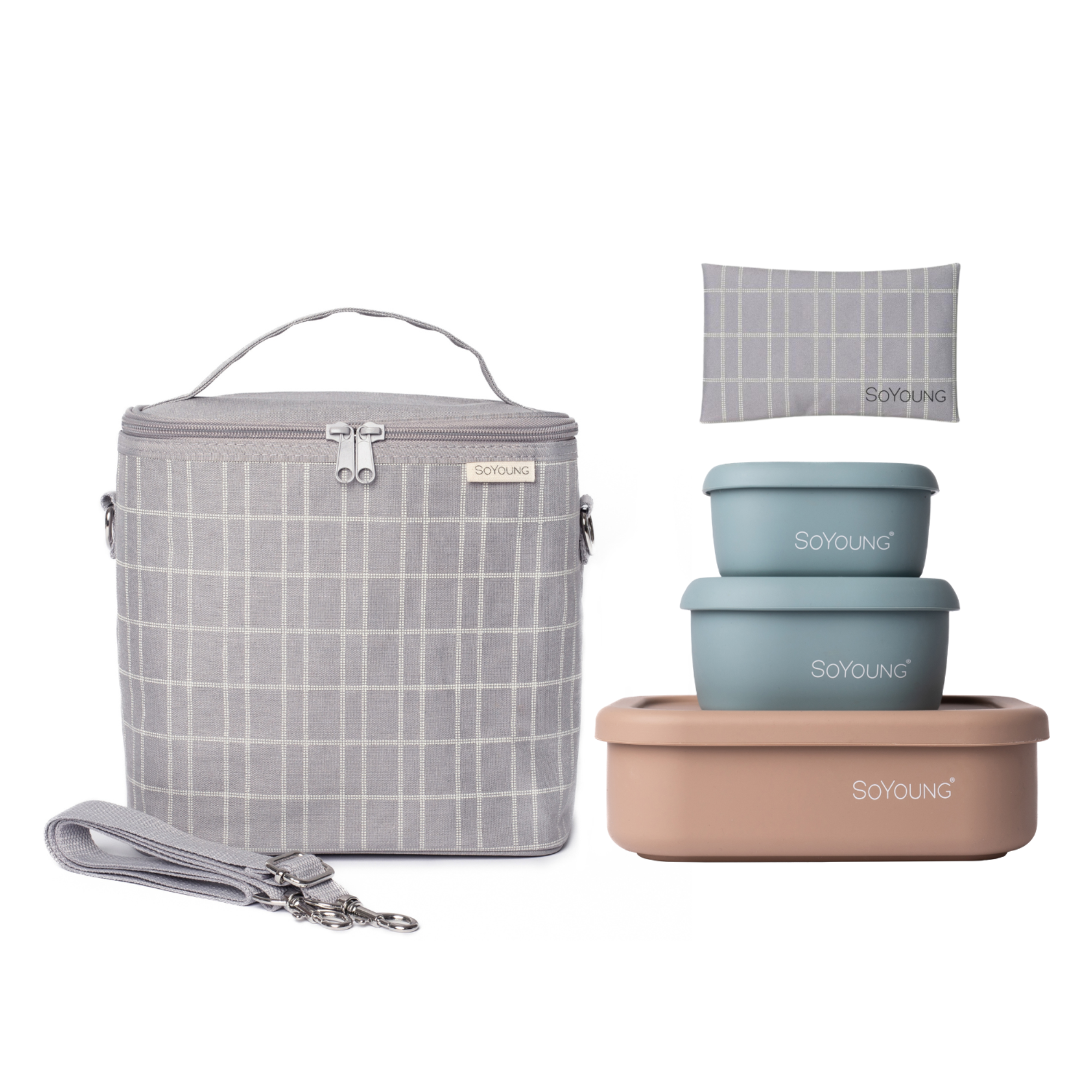 The Ultimate Lunch Bundle - Light Grey Grid - 5pc