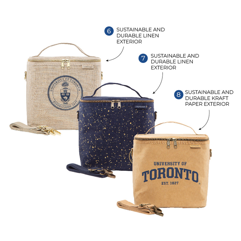 U of T Linen Navy with Gold Splatter Lunch Poche