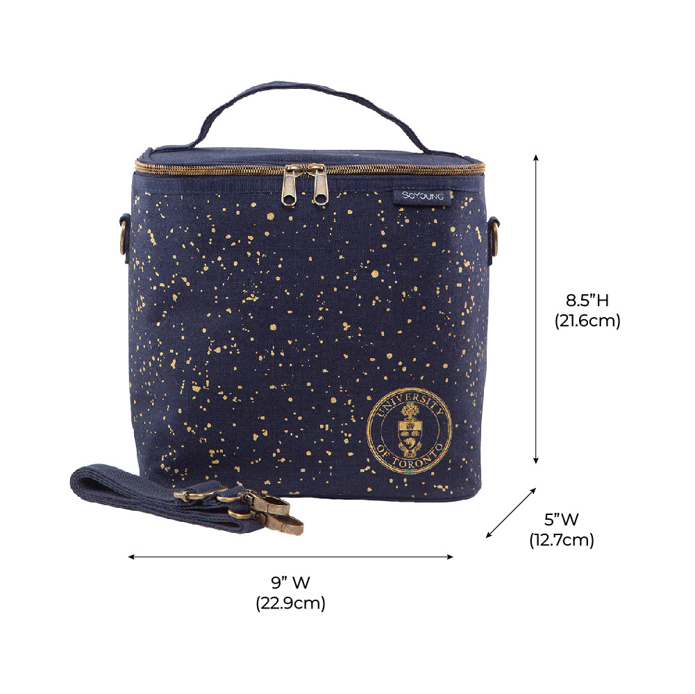 U of T Linen Navy with Gold Splatter Lunch Poche